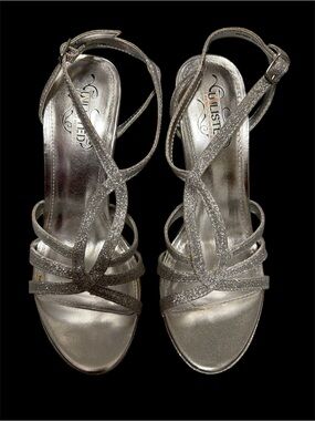 Silver Glitter Strappy Heels
